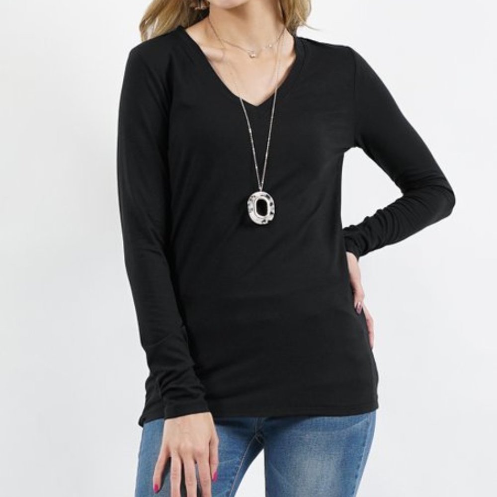 SO Black V Neck Long Sleeve🔥
